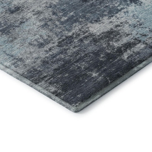 5' X 8' Blue And Ivory Abstract Washable Area Rug With UV Protection