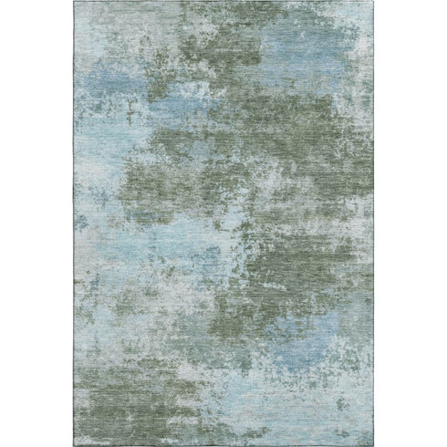 8' X 10' Sage And Sky Blue Abstract Washable Area Rug With UV Protection