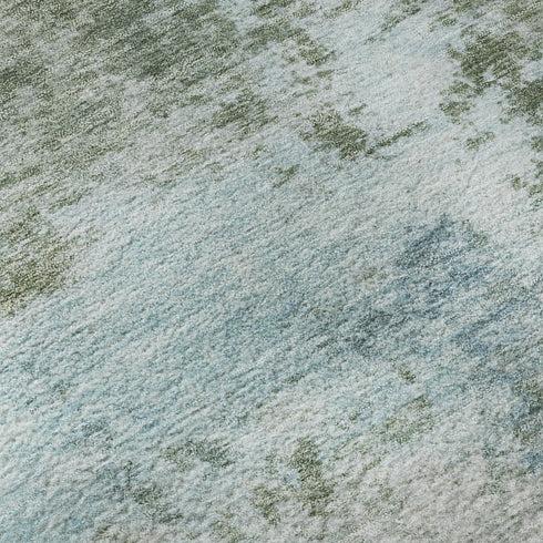 8' X 10' Sage And Sky Blue Abstract Washable Area Rug With UV Protection