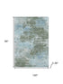 8' X 10' Sage And Sky Blue Abstract Washable Area Rug With UV Protection