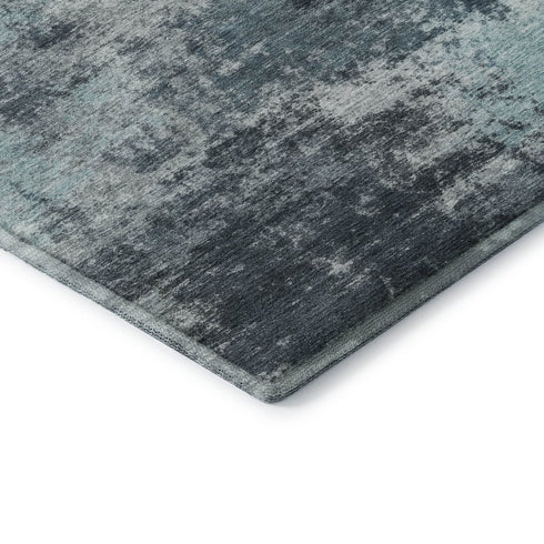 5' X 8' Teal And Aqua Abstract Washable Area Rug With UV Protection