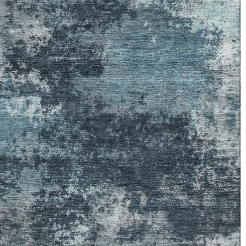 5' X 8' Teal And Aqua Abstract Washable Area Rug With UV Protection