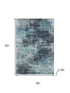 5' X 8' Teal And Aqua Abstract Washable Area Rug With UV Protection