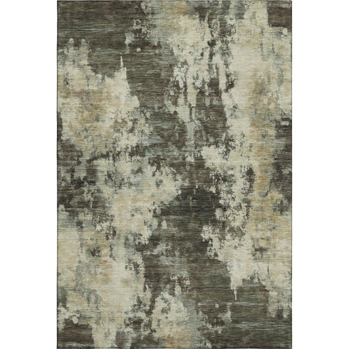 5' X 8' Brown And Beige Abstract Washable Area Rug With UV Protection