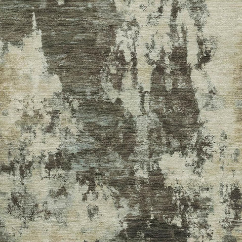 5' X 8' Brown And Beige Abstract Washable Area Rug With UV Protection