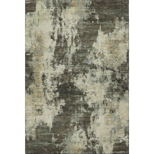 5' X 8' Brown And Beige Abstract Washable Area Rug With UV Protection