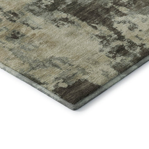 8' X 10' Brown And Beige Abstract Washable Area Rug With UV Protection