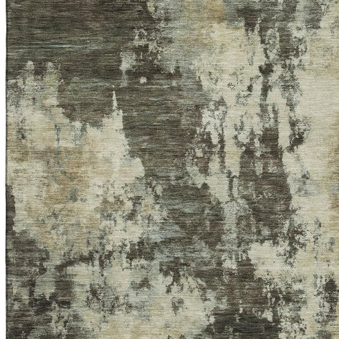 8' X 10' Brown And Beige Abstract Washable Area Rug With UV Protection