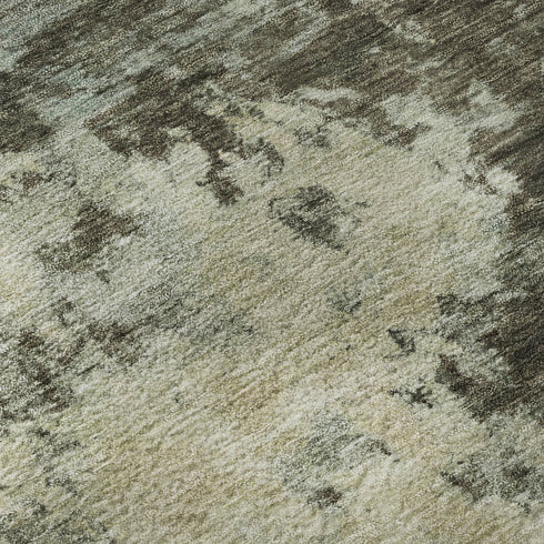 8' X 10' Brown And Beige Abstract Washable Area Rug With UV Protection