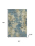 5' X 8' Blue And Taupe Abstract Washable Area Rug With UV Protection