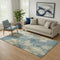 5' X 8' Blue And Taupe Abstract Washable Area Rug With UV Protection