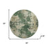 8' Fern Green And Beige Abstract Washable Round Rug With UV Protection