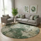 8' Fern Green And Beige Abstract Washable Round Rug With UV Protection