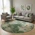 8' Fern Green And Beige Abstract Washable Round Rug With UV Protection
