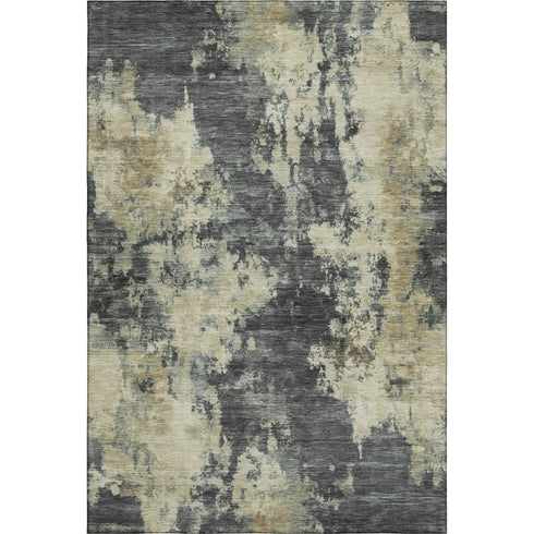 5' X 8' Gray And Beige Abstract Washable Area Rug With UV Protection