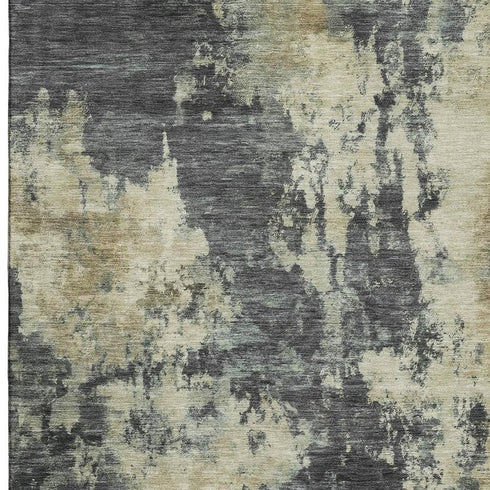 5' X 8' Gray And Beige Abstract Washable Area Rug With UV Protection