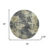 8' Gray And Beige Abstract Washable Round Rug With UV Protection