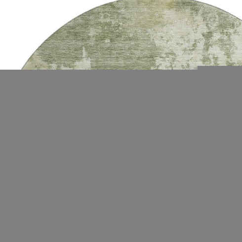 8' Sage And Beige Abstract Washable Round Rug With UV Protection