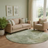 8' Sage And Beige Abstract Washable Round Rug With UV Protection
