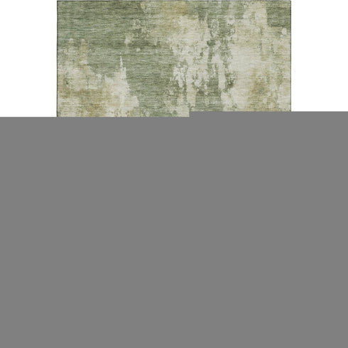 8' X 10' Sage And Beige Abstract Washable Area Rug With UV Protection