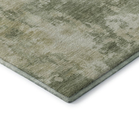 8' X 10' Sage And Beige Abstract Washable Area Rug With UV Protection