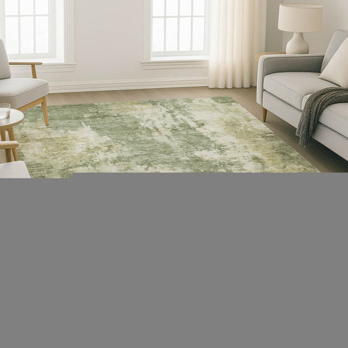 8' X 10' Sage And Beige Abstract Washable Area Rug With UV Protection