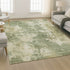 8' X 10' Sage And Beige Abstract Washable Area Rug With UV Protection