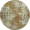 8' Terra Cotta And Beige Abstract Washable Round Rug With UV Protection