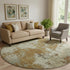 8' Terra Cotta And Beige Abstract Washable Round Rug With UV Protection