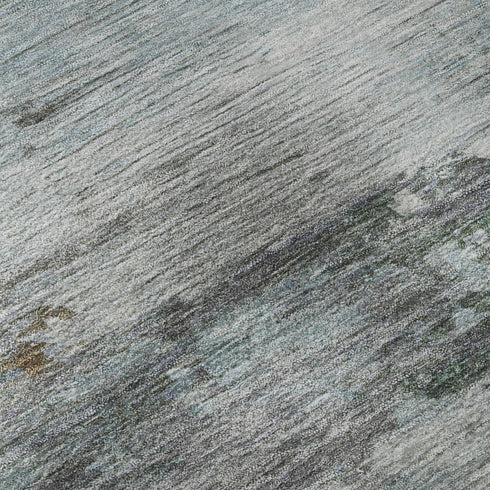 5' X 8' Brown And Blue Abstract Washable Area Rug With UV Protection