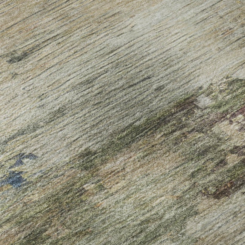 5' X 8' Blue And Beige Abstract Washable Area Rug With UV Protection