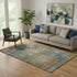 5' X 8' Denim Blue And Beige Abstract Washable Area Rug With UV Protection