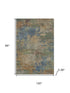 8' X 10' Denim Blue And Beige Abstract Washable Area Rug With UV Protection