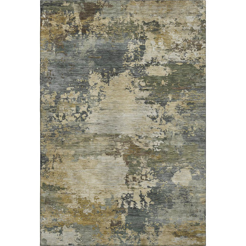 5' X 8' Gray And Beige Abstract Washable Area Rug With UV Protection