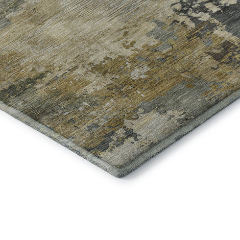 5' X 8' Gray And Beige Abstract Washable Area Rug With UV Protection