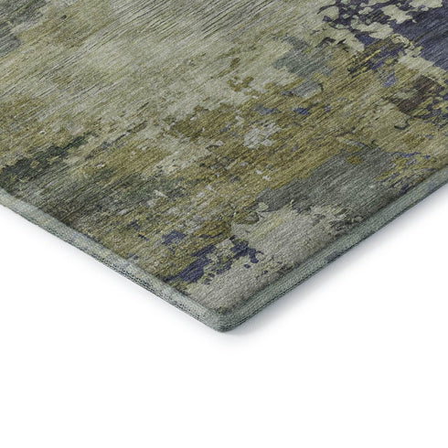 8' Purple And Beige Abstract Washable Round Rug With UV Protection
