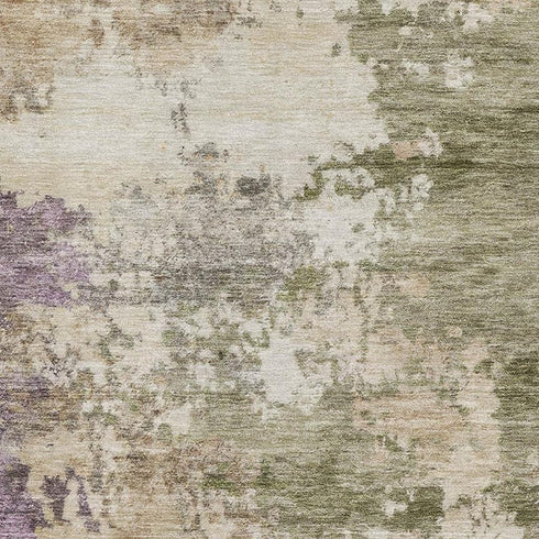 5' X 8' Beige And Purple Abstract Washable Area Rug With UV Protection