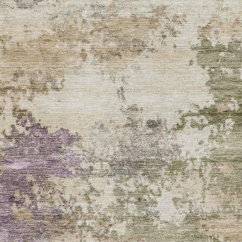 8' X 10' Beige And Purple Abstract Washable Area Rug With UV Protection