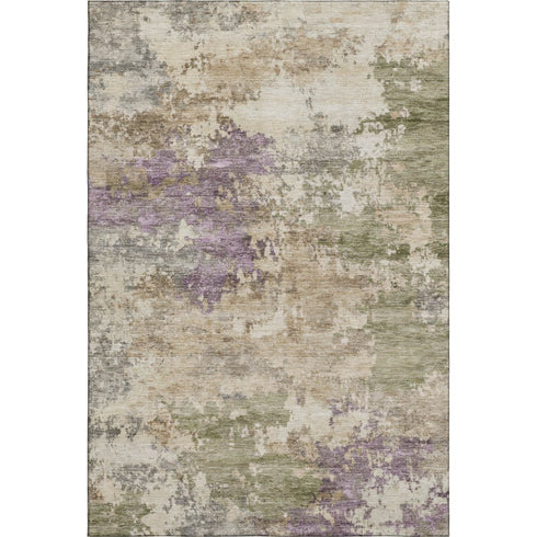 9' X 12' Beige And Purple Abstract Washable Area Rug With UV Protection
