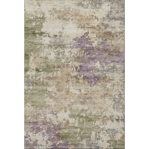 9' X 12' Beige And Purple Abstract Washable Area Rug With UV Protection