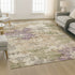 9' X 12' Beige And Purple Abstract Washable Area Rug With UV Protection