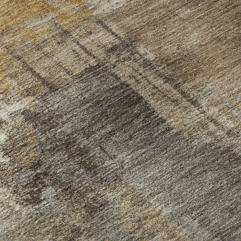 5' X 8' Brown And Beige Abstract Washable Area Rug With UV Protection