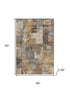 5' X 8' Brown And Beige Abstract Washable Area Rug With UV Protection