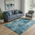 5' X 8' Blue And Denim Blue Abstract Washable Area Rug With UV Protection