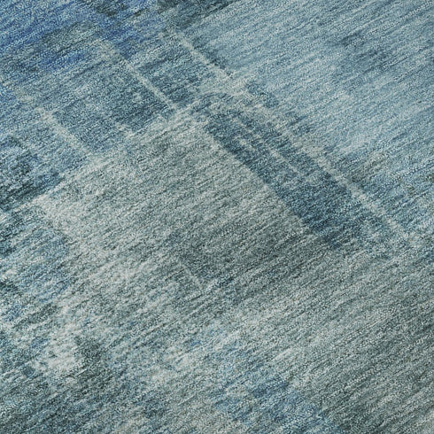 8' X 10' Blue And Denim Blue Abstract Washable Area Rug With UV Protection