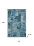 8' X 10' Blue And Denim Blue Abstract Washable Area Rug With UV Protection
