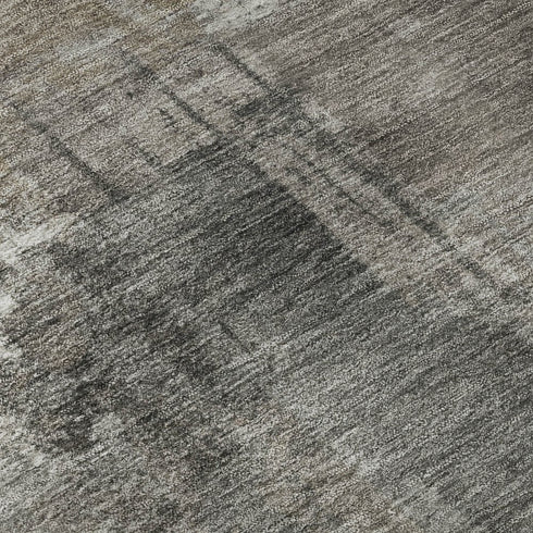 8' Pewter And Gray Abstract Washable Round Rug With UV Protection