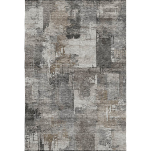 8' X 10' Pewter And Gray Abstract Washable Area Rug With UV Protection