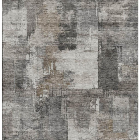 8' X 10' Pewter And Gray Abstract Washable Area Rug With UV Protection