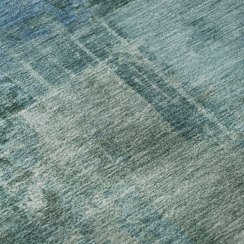 8' X 10' Teal And Aqua Abstract Washable Area Rug With UV Protection